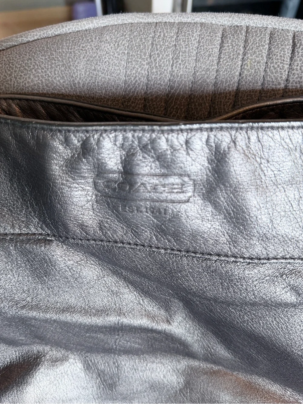 Coach Metallic Leather Shoulder Bag - Silver